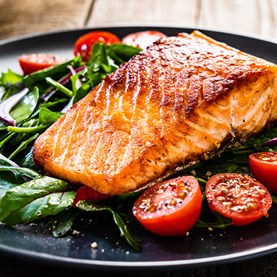 Balsamic Grilled Salmon with Spinach & Tomatoes