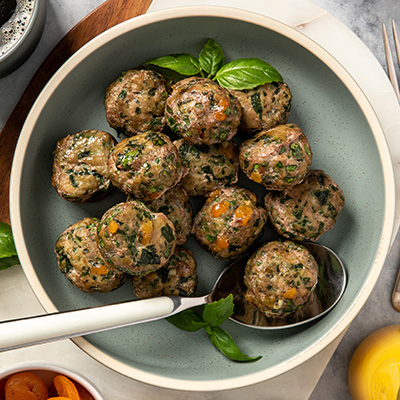 Apricot Basil Breakfast Meatballs